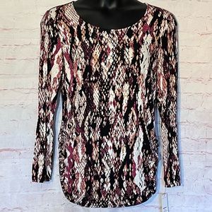 Dana Buchman Multicolor Abstract Print Top